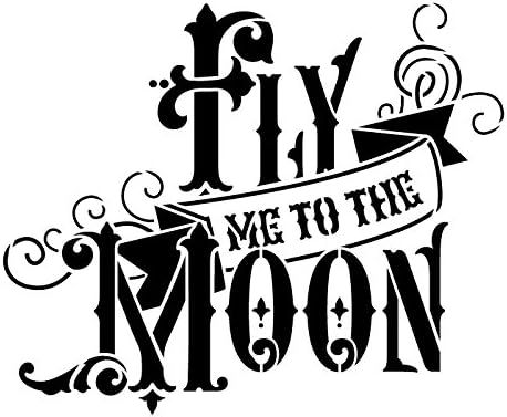 תטיס אותי לשבלון הירח מאת Studior12 | אמנות מילים הרפתקנית אלגנטית - תבנית Mylar לשימוש חוזר | ציור, גיר,